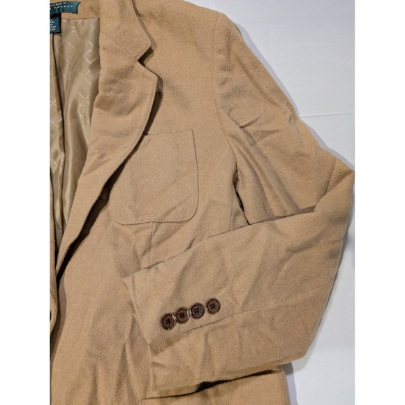 Lauren Ralph Lauren Women 18W Camel Hair Tan Blazer Jacket Made In USA - Picture 3 of 12